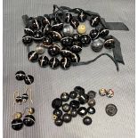 Black banded agate bead necklace (af); together with various black banded agate bead necklaces.