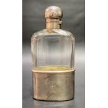 Victorian silver and facet cut glass hip flask by Asprey, the base with drinking cup, London 1901,