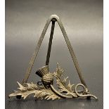 Edwardian silver easel menu holder applied with a thistle, CN, Birmingham 1906, height 6.5cm, weight