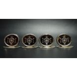 Unusual set of four George V silver tortoiseshell pique menu holders by Charles & Richard Comyns,