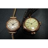 Two 9ct gold cased ladies manual wind wristwatches, the smaller by Record