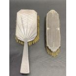 Art Deco silver engine turned hairbrush, maker C & A, London 1932 together with a clothes brush,