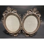 Good Italian silver Rococco style double oval frame with scroll and shell surmounts with A frame