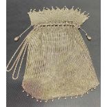 French silver mesh evening bag, weight 303g approx.