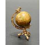 9ct gold hard stone globe charm, height 28mm, weight 5.9g approx.