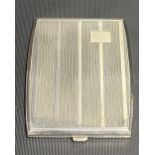 935 white metal engine turned cigarette case, maker EGB and stamped 935, width 10cm, weight 126.5g