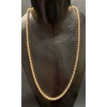 Modern 9ct hallmarked gold belcher link necklace, length 61cm, weight 21.8g approx.