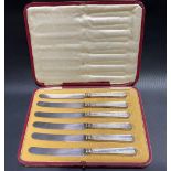 Set of six silver fiddle handled fruit knives, Sheffield 1894