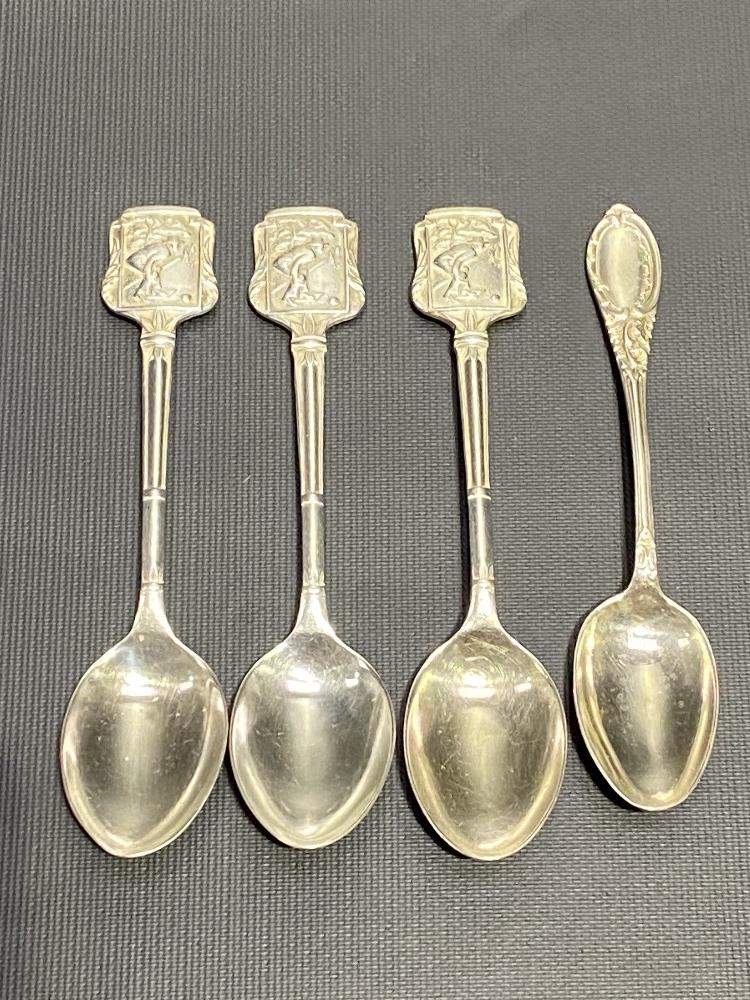 Set of three George V silver bowling trophy tea spoons, maker A.S.P.C, Sheffield 1939; together with