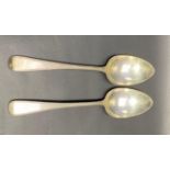 Pair of Victorian silver Old English pattern table spoons, maker IV TC, London 1865, weight 4.15oz