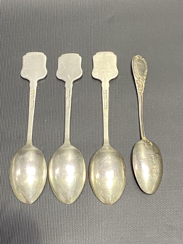 Set of three George V silver bowling trophy tea spoons, maker A.S.P.C, Sheffield 1939; together with - Image 2 of 3