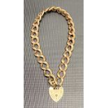 9ct gold curb link bracelet with padlock clasp, weight 17.5g approx.