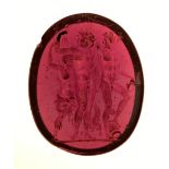 18th or early 19th Century large oval amethyst glass intaglio Tassie 'gem', carved with three