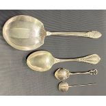 George V silver serving spoon, maker A.S.P. Co, Sheffield 1938; together with three other hallmarked