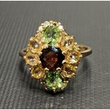9ct gold stone set cluster ring, weight 3.5g approx.