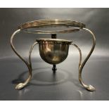 George III silver fluted three legged spirit stand, possibly for a brandy pan, with reeded rims