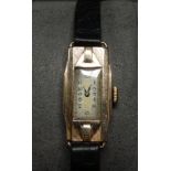 9ct gold ladies Art Deco manual wind wristwatch with seventeen jewel movement