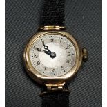 1930's 9ct gold cased ladies manual wind wristwatch, the fifteen jewel movement signed Strad