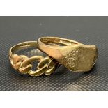 Two 9ct gold rings, weight 3.8g approx.