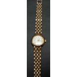 9ct gold ladies quartz bracelet wristwatch, the 16mm dial signed Marvin, weight overall 25.4g