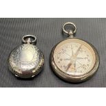 George V silver sovereign fob case with planished decoration, maker W.N, Birmingham 1911, weight