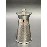 Modern silver engine turned pepper grinder, maker J.C Ltd, Birmingham 1970, height 9.5cm, weight