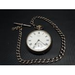 A Waltham U.S.A crown wind silver cased pocket watch, the 40mm white enamel dial with black Roman