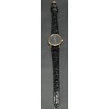 Jaeger-Le Coultre 18ct gold ladies manual wind wristwatch, the 20mm black dial signed, the back of