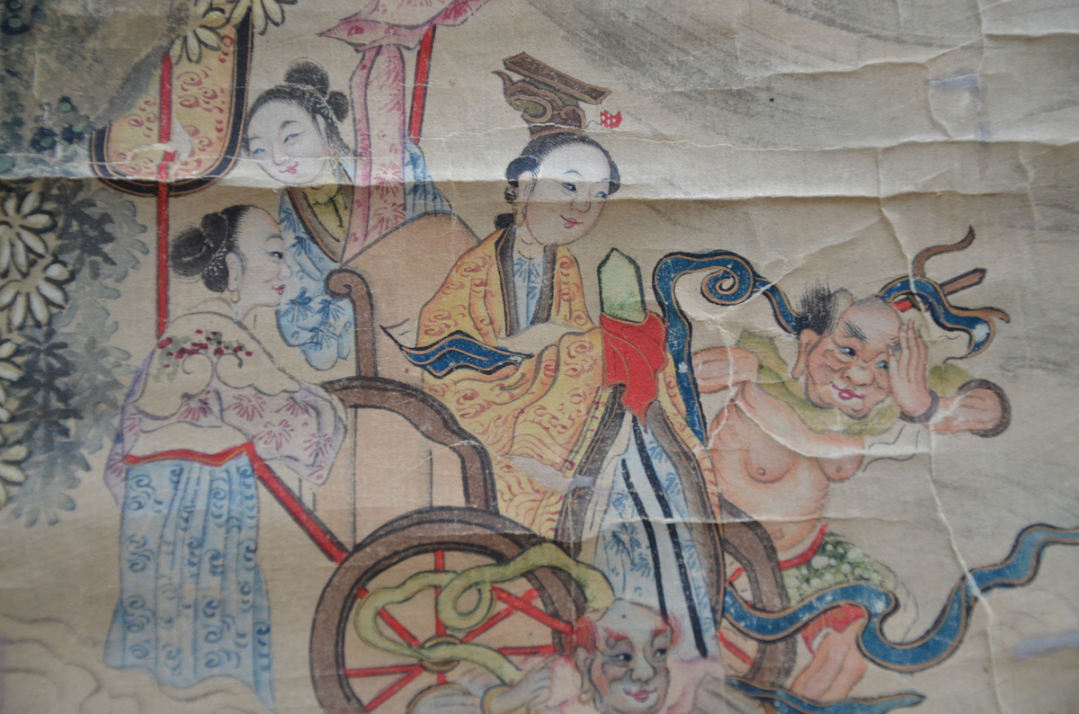 A Chinese painting on paper 'immortals', Qing dynasty (*) (92x168cm) - Image 5 of 6