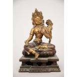 A bronze sculpture 'green tara', Tibet or Nepal (10cm)