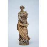 A sculpture in wood 'lady with draped dress' (*) (43cm)