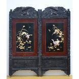 A Japanese screen with lacquer panels 'decor of ducks' (*) (160x180cm)