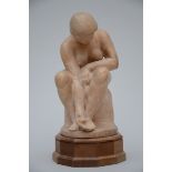 De Korte: sculpture in terra cotta 'Sitting nude', 1944 (46cm)