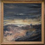 Maurice Schelck: painting (o/c) 'seaview Heyst-aan-Zee', 1929 (150x150cm)