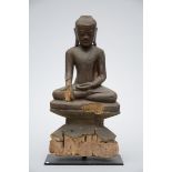 A Burmese Buddha with lacquer decoration (*) (50cm)