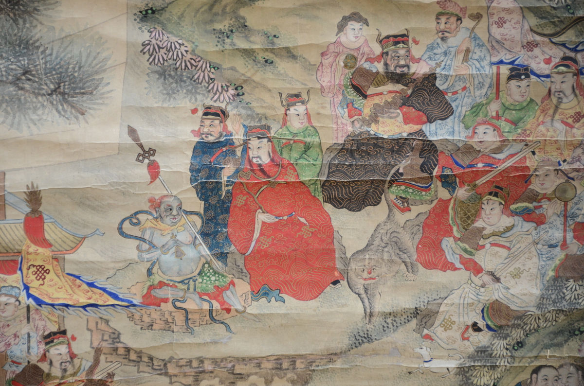 A Chinese painting on paper 'immortals', Qing dynasty (*) (92x168cm) - Image 2 of 6
