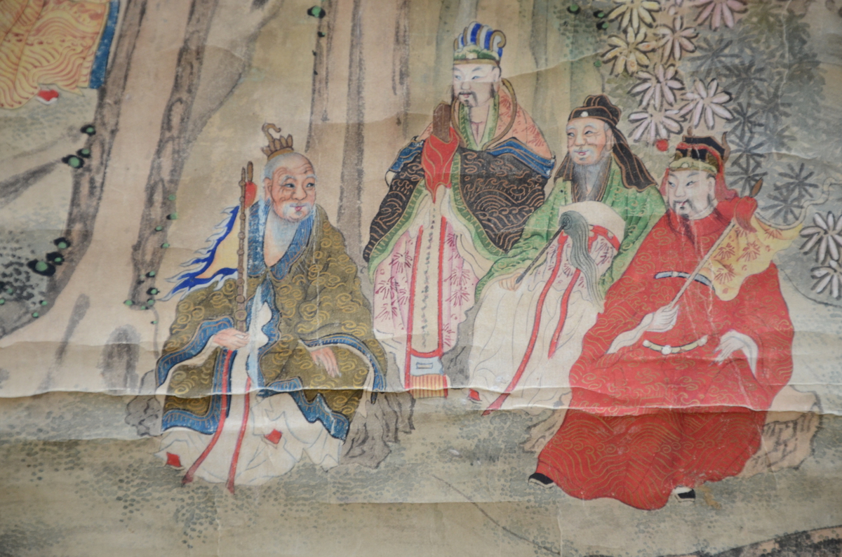 A Chinese painting on paper 'immortals', Qing dynasty (*) (92x168cm) - Image 3 of 6