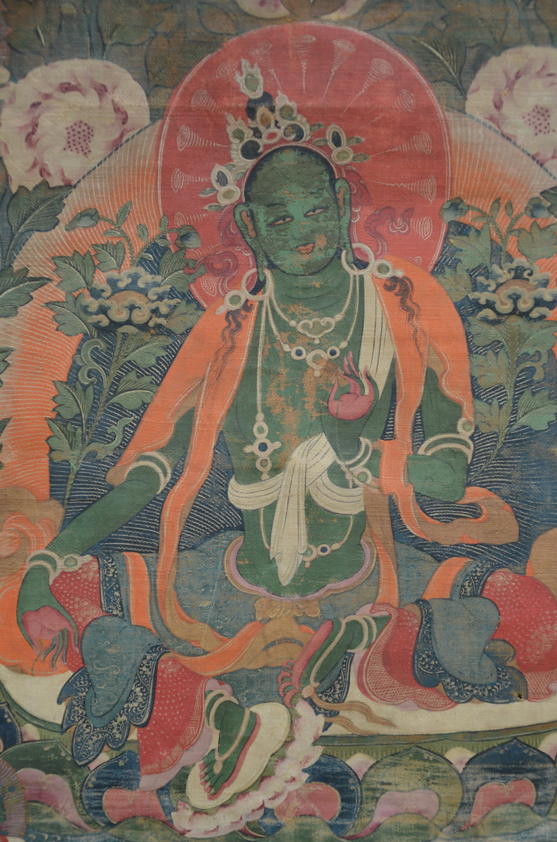 A Tibetan thanka 'green tara', 18th - 19th century (45x66cm) - Image 2 of 4