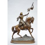 Statue in zamack 'Jeanne d'Arc', foundry stamp (*) (50x64cm)