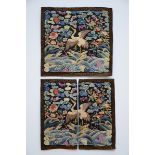 A set of Chinese rank badges 'cranes' (31x28cm)