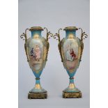 A pair of pale blue vases in Sèvres porcelain (*) (63cm)