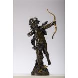 Auguste Moreau: bronze statue 'amor with bow' (67cm)