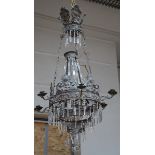 An church chandelier in hammered copper and crystal (68x130cm)