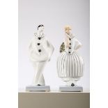 Dax: a pair of porcelain Art Deco sculptures 'harlequins' (33cm)