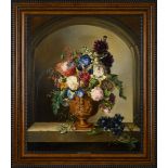 Celestin Gosselin: pair of paintings (o/c) 'still lifes with flowers' (*) (87x73cm)