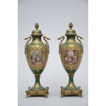 Pair of green vases in Sèvres porcelain 'Napoleon' (49cm)