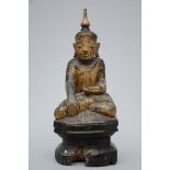 A Burmese wooden Buddha with gilded lacquer (*) (82cm)