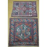 Lot: 2 Caucasian carpets with geometric figures (*)