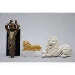 Lot: 3 decorative objects '2 lions and a putto'