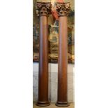 A paire decorative oak columns with capitals, 18th century (260cm)